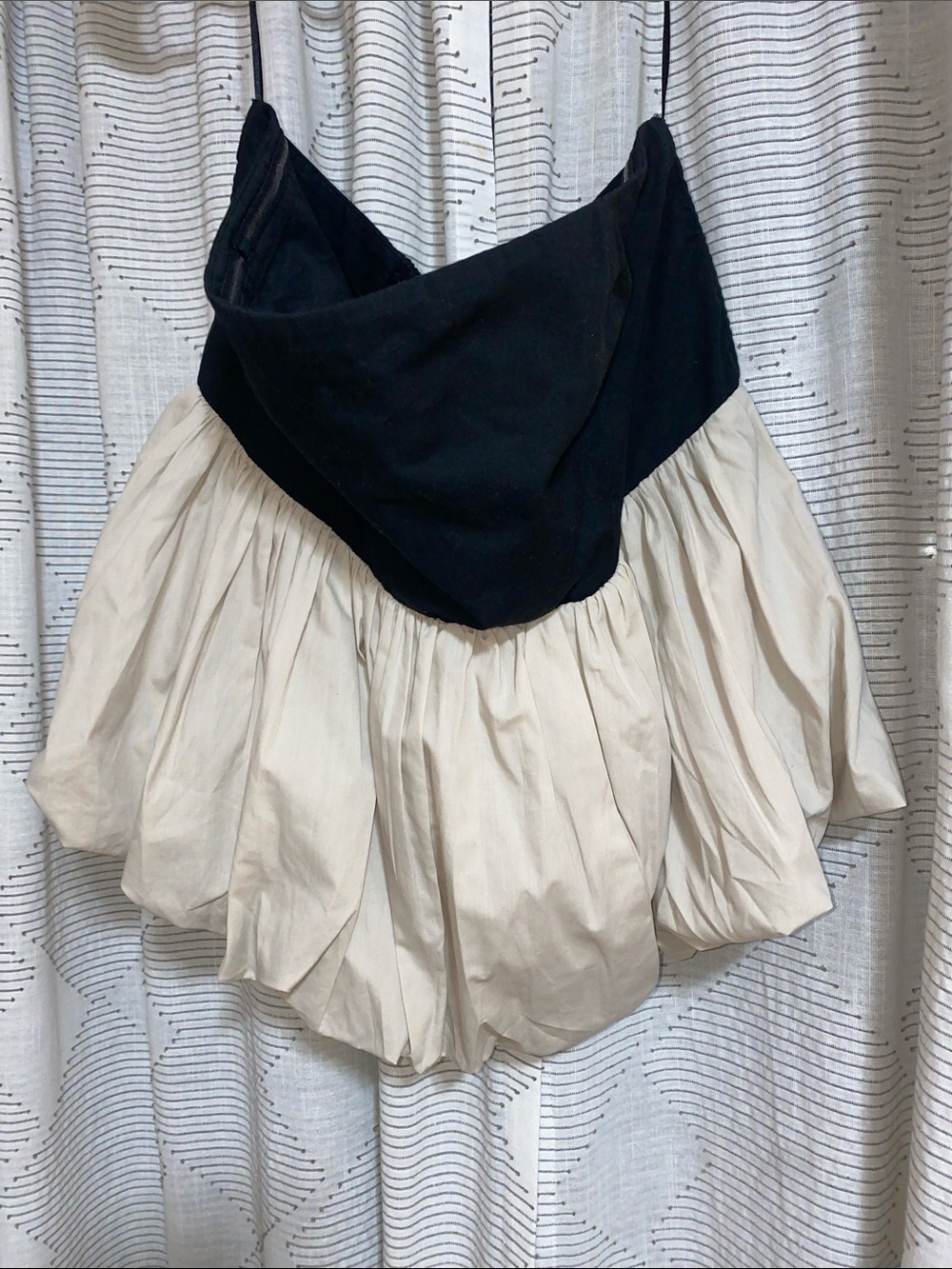 Abercrombie & Fitch Black and Cream Strapless Bubble Dress Top